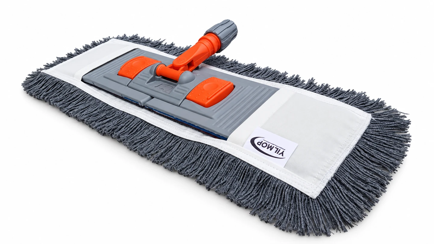 Gri mop üzerinde gri ve turuncu YILMOP mop aparatı