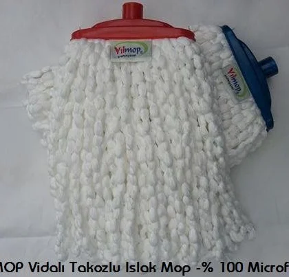 Vidalı Mop - Büyük Takozlu - MİKROFİBER İP