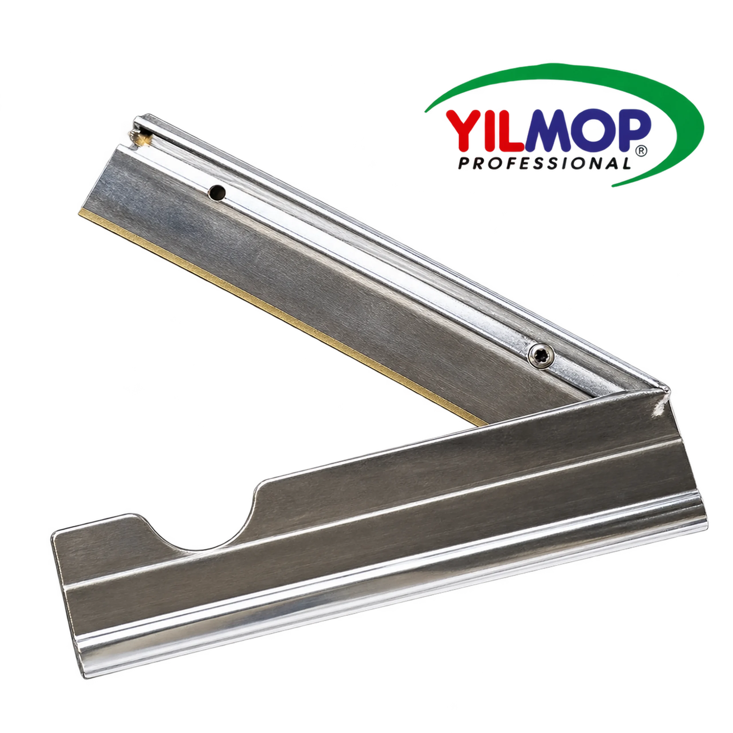 Yılmop YM-441 metal cam kazıma aparatı, gümüş renkli metal gövde ve bıçak yuvası