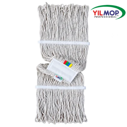 Yılmop YM-203 Dar Islak Mop Extra 400 gr, beyaz iplikli ve renk kodlama şeritli mop