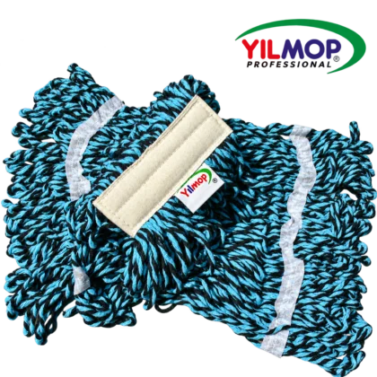 Yılmop YM-212 Dar Islak Mop Renkli 400 gr, turkuaz ve siyah iplikli mop