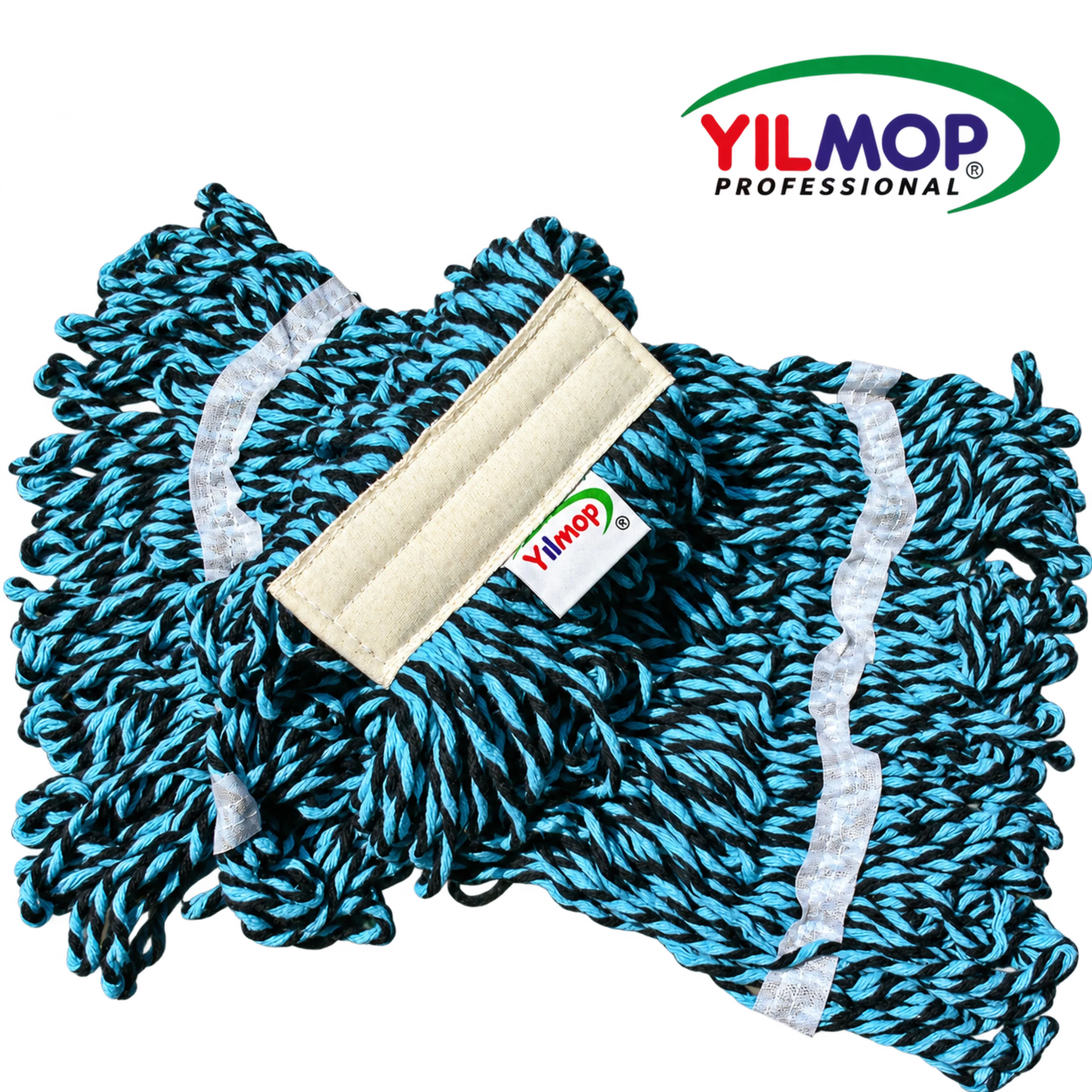Yılmop YM-212 Dar Islak Mop Renkli 400 gr, turkuaz ve siyah iplikli mop