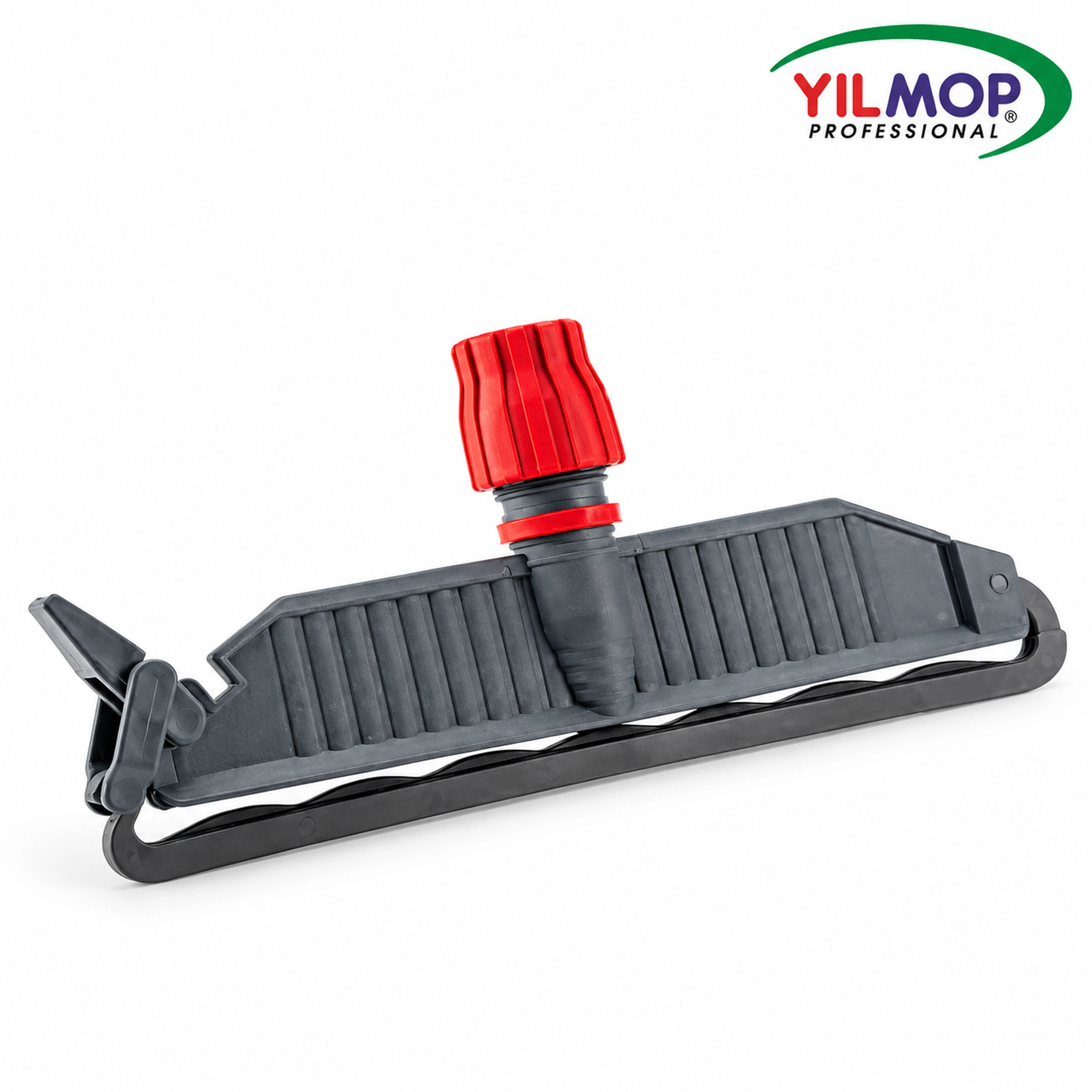 Yılmop YM-252 Geniş Islak Mop Tutucu – PLASTİK, gri gövde ve kırmızı sap bağlantısı