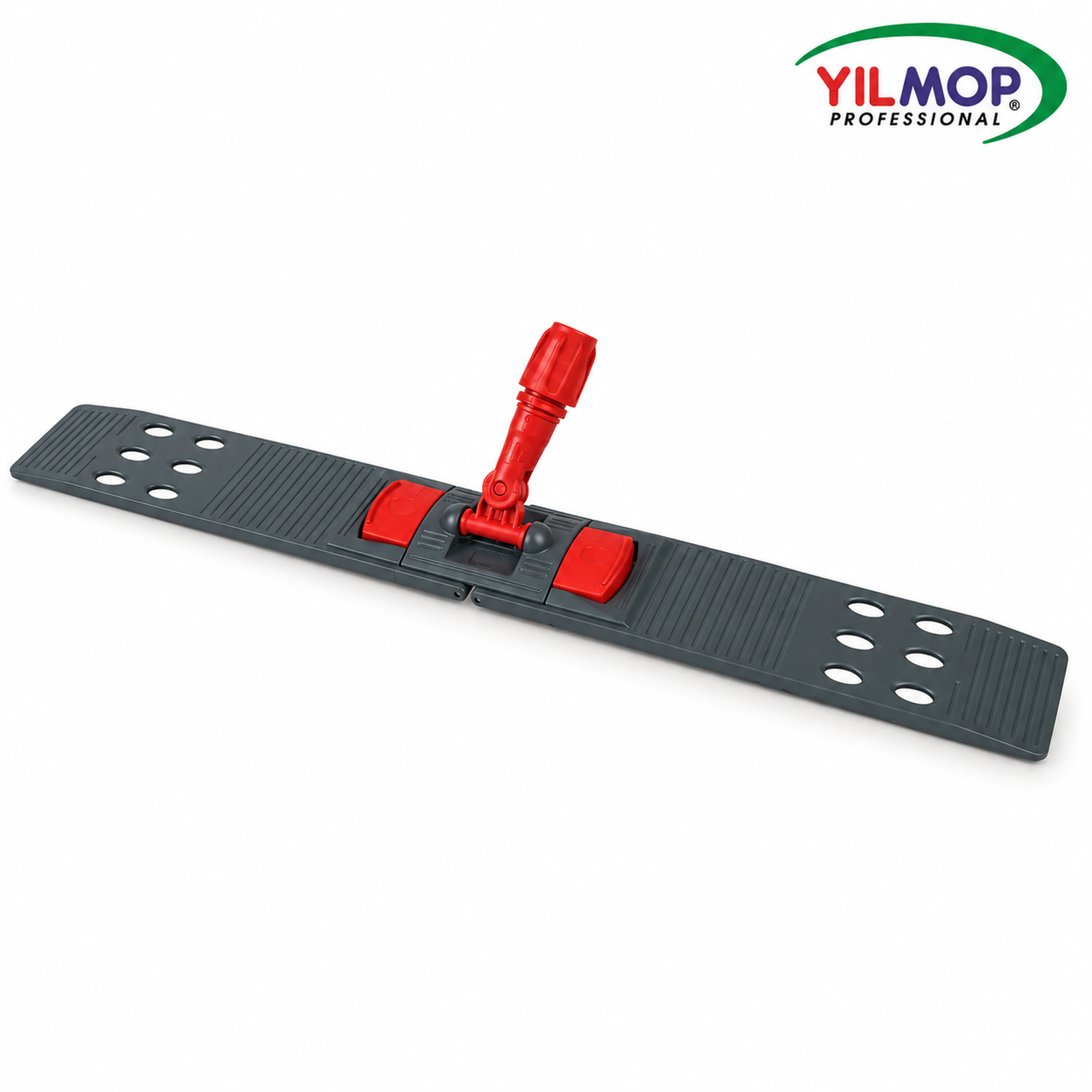 Yılmop YM-170 Nemli Mop Paleti 80 cm, delikli gri palet ve kırmızı sap bağlantısı