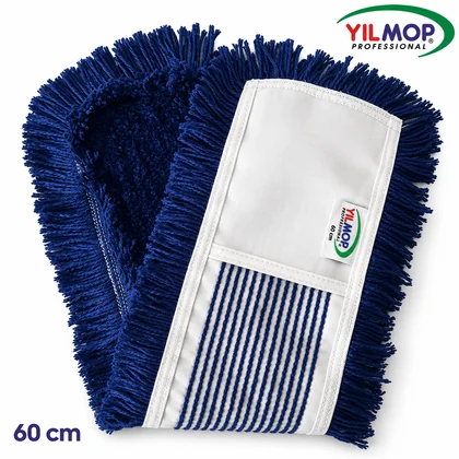 Yılmop YM-134 Orlon Mop – Katkesik (EXTRA) 60 cm, koyu mavi mopun ön ve arka görünümü