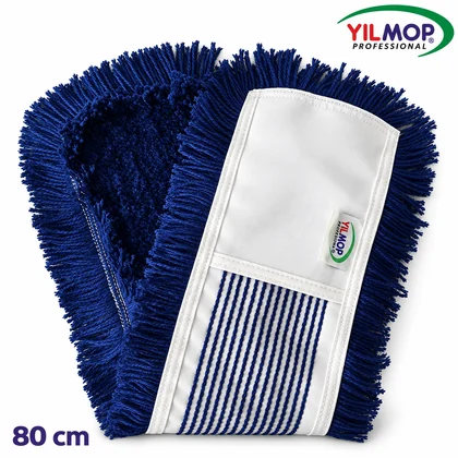 Yılmop YM-135 Orlon Mop – Katkesik (EXTRA) 80 cm, koyu mavi mopun ön ve arka görünümü